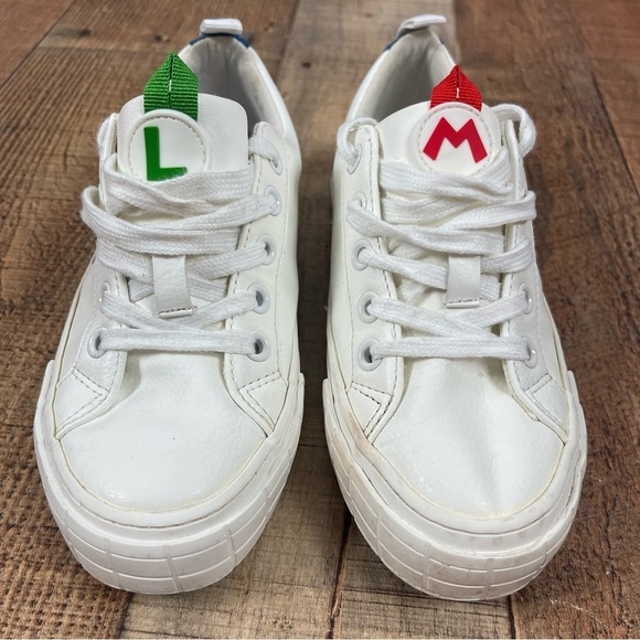 ZARA Nintendo Mario Kart Mario Luigi White Sneakers Kids Size 7 32 EUR Street - Picture 2 of 13